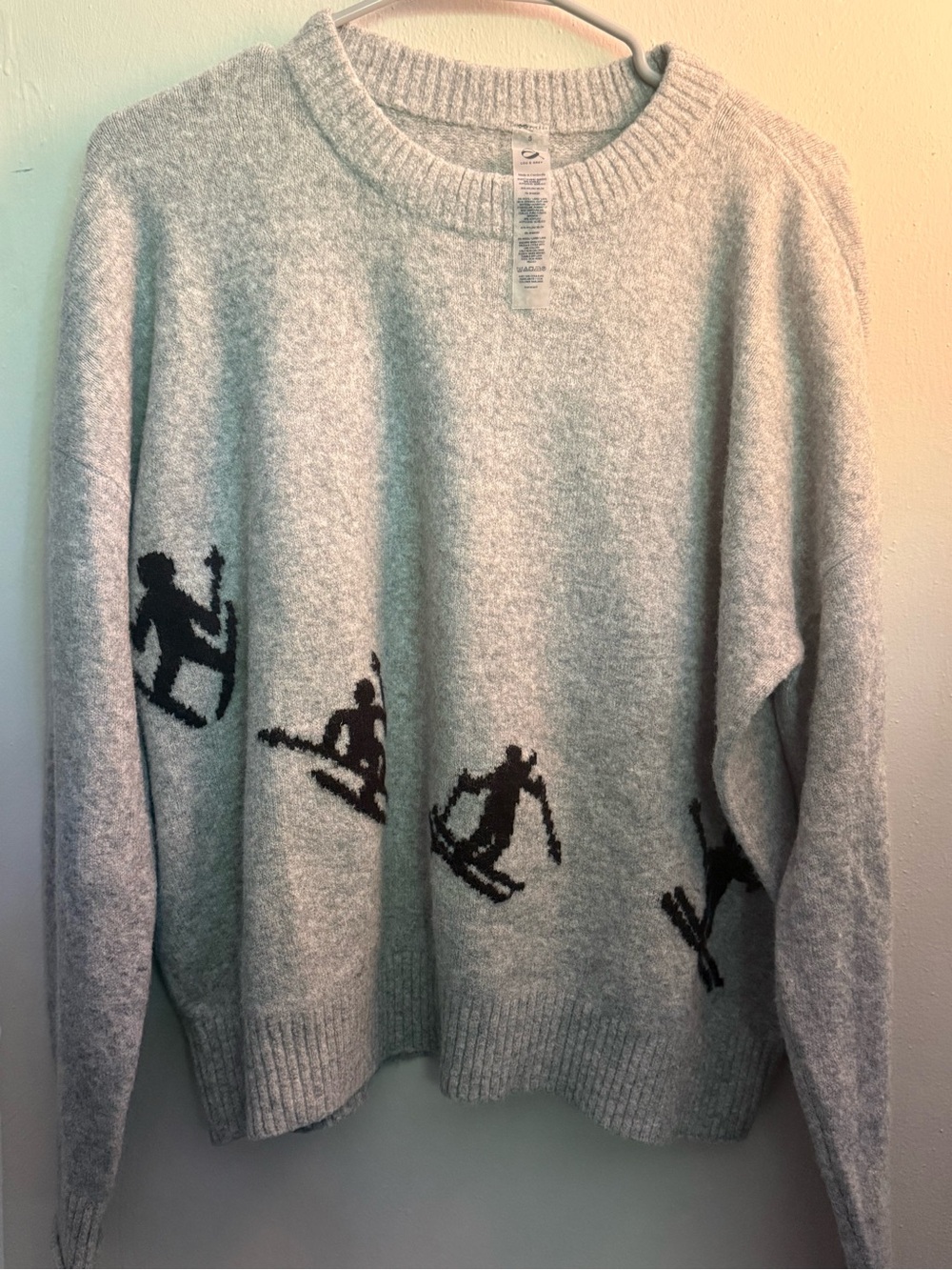 Light Gray Ski Pattern Crewneck Sweater